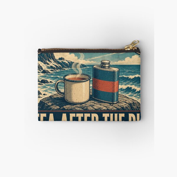 Item preview, Tea After The Dip Sea Dipper Flask And Mug Retro Emblem designed and sold by BoosterShop.