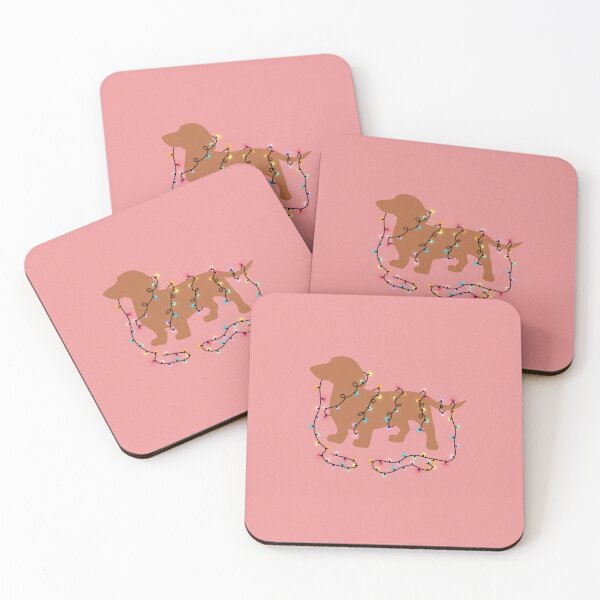 Item preview, Dachshund with Christmas lights pink designed and sold by Ana Gorozpe.
