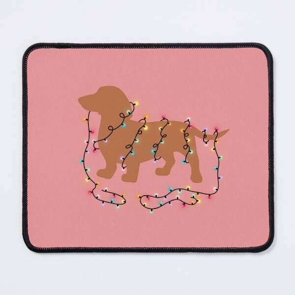 Item preview, Dachshund with Christmas lights pink designed and sold by Ana Gorozpe.