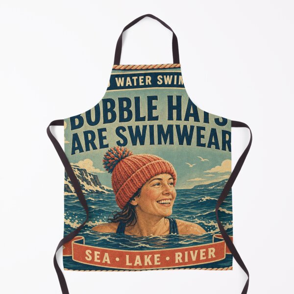 Item preview, Bobble Hats Are Swimwear Funny Wild Swimmer Retro Poster Badge designed and sold by BoosterShop.
