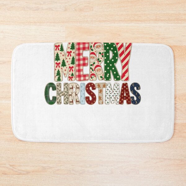 Item preview, Merry Christmas Two Line Patchwork Lettering Trees Santa Holiday Patterns designed and sold by JOSUQ.