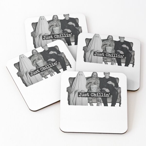 Item preview, Just Chillin Funny Classic Horror Monsters Movie Night Vintage designed and sold by inkfluenceart.