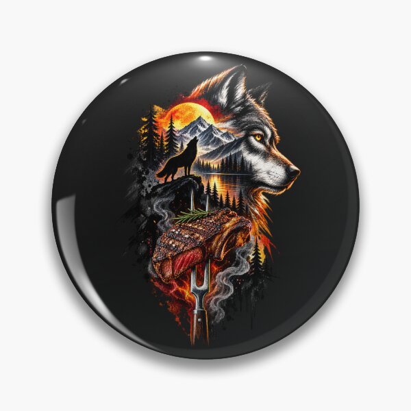 Item preview, Carnivore wolf with fork and steak designed and sold by CarnivoreGifts.