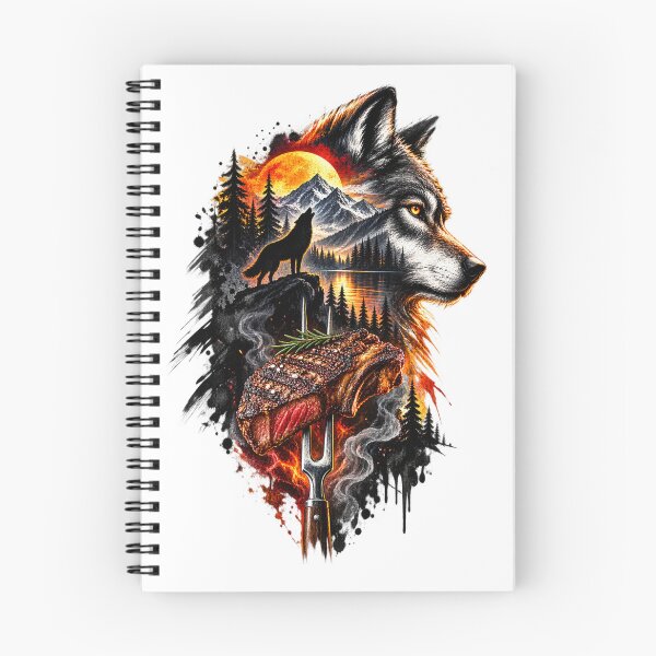 Item preview, Carnivore wolf with fork and steak designed and sold by CarnivoreGifts.