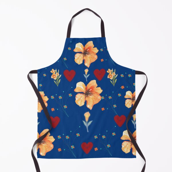 Item preview, Orange flower pattern on a deep blue background designed and sold by Azurart2.
