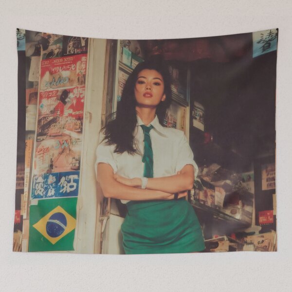 Item preview, Retro 90s Asian Streetwear Fashion Green Skirt - Vintage Store Aesthetic Portrait designed and sold by Billy Morfo™.
