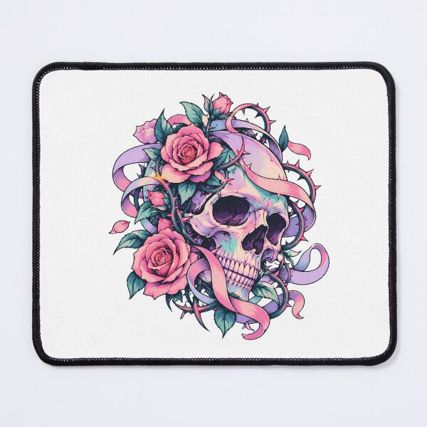 Item preview, Pastel Skull Rose Tattoo Flash Floral Goth designed and sold by chattsuede.