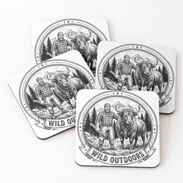 Item preview, Wild Outdoors Lumberjack & Bull - Vintage Forest Adventure Art designed and sold by Pollock.