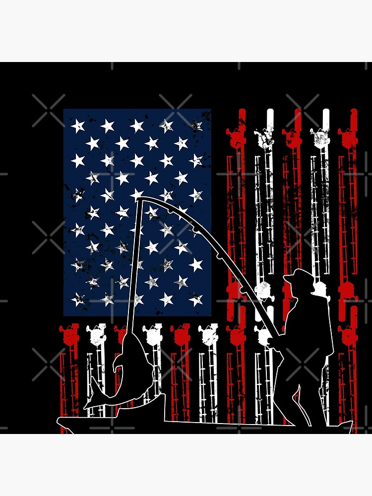 Patriotic Man Fishing American Flag Bass Vintage | Art Board Print