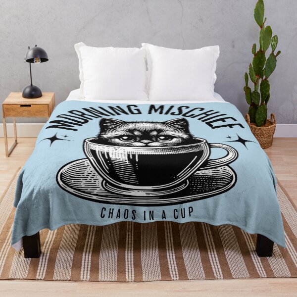 Item preview, Morning Mischief Chaos in a Cup Cute Cat - Black Text designed and sold by FaeryNuff.
