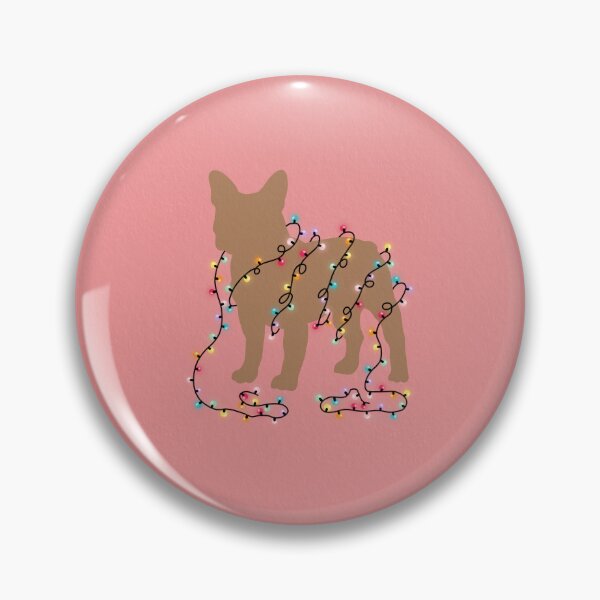 Item preview, Frenchie with Christmas lights pink designed and sold by Ana Gorozpe.