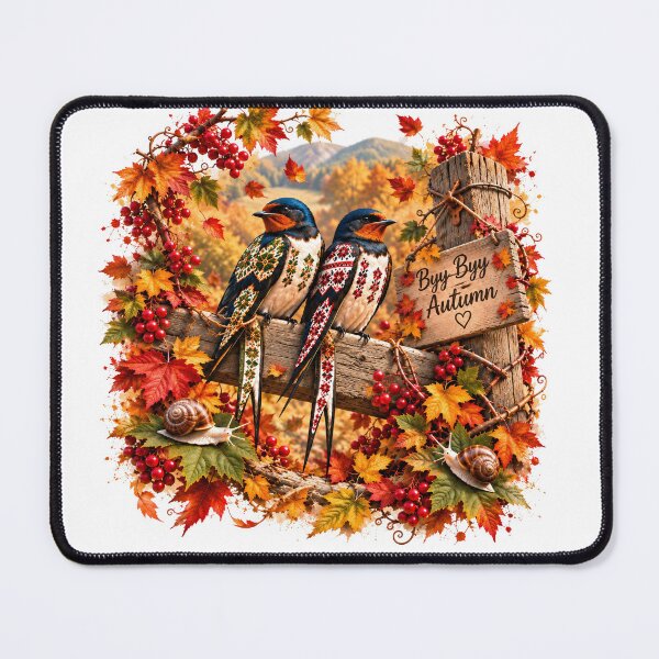 Item preview, Embroidered Swallows Autumn Farewell designed and sold by DansCreations42.