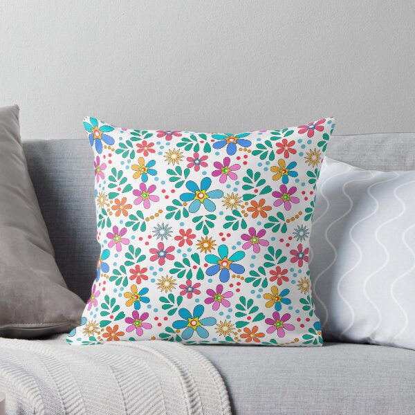 Item preview, Bright floral multicolored pattern retro sixties designed and sold by fuzzyfox.