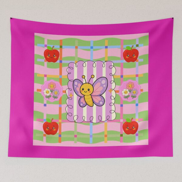 Item preview, Cute Kawaii Butterfly Apple Pattern designed and sold by Azurart2.