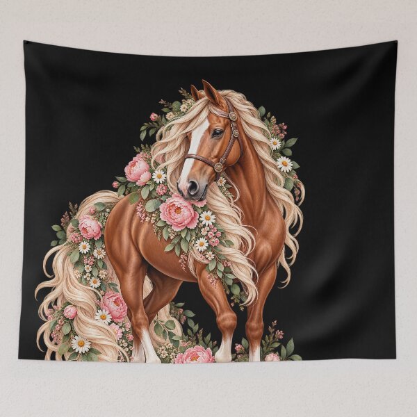 Aperçu de l'œuvre Floral Horse Portrait Botanical Equestrian créée et vendue par Knightzoro Studio.
