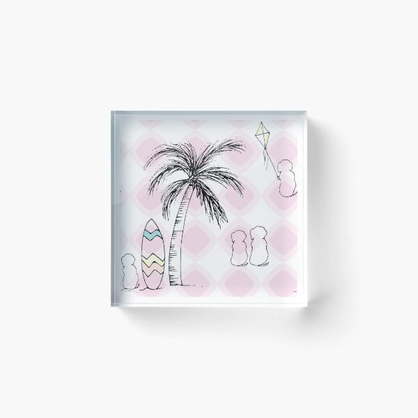 Item preview, Doggie beach day surfing and chilling in pink designed and sold by Quiet Waters Design.