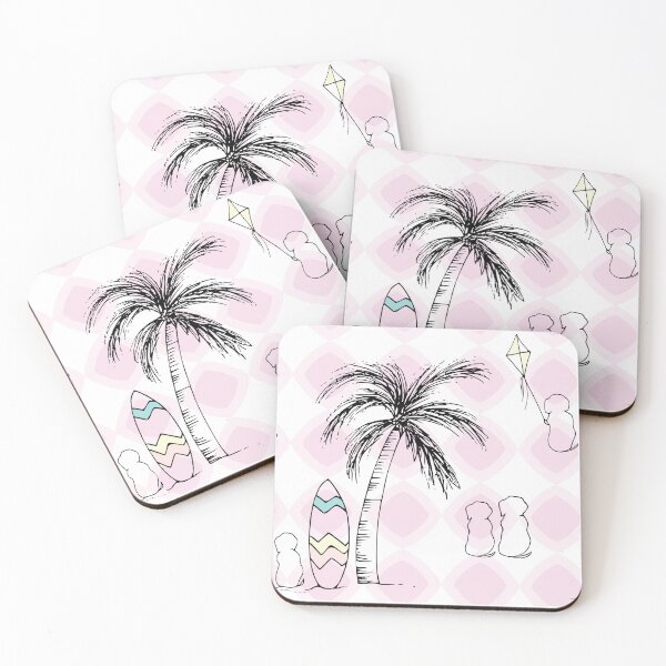Item preview, Doggie beach day surfing and chilling in pink designed and sold by Quiet Waters Design.
