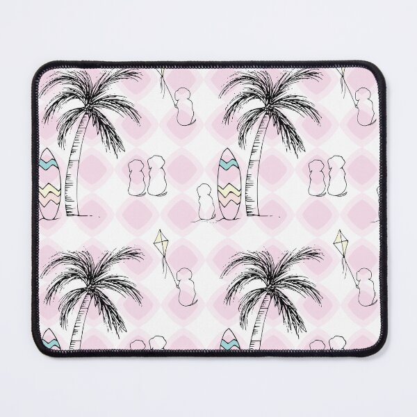 Item preview, Doggie beach day surfing and chilling in pink designed and sold by Quiet Waters Design.