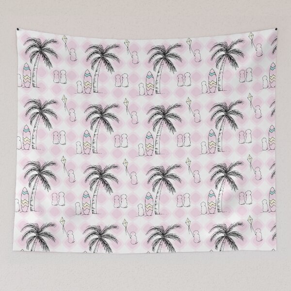 Item preview, Doggie beach day surfing and chilling in pink designed and sold by Quiet Waters Design.
