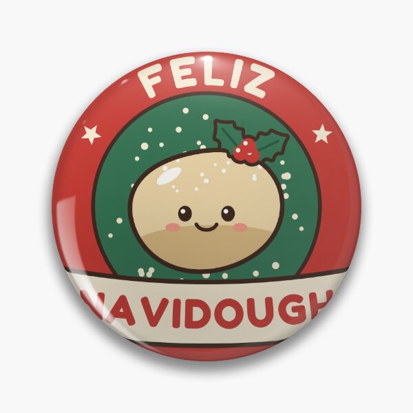 Item preview, Feliz Navidough Happy Dough Ball Christmas Badge designed and sold by ColoredPanda.