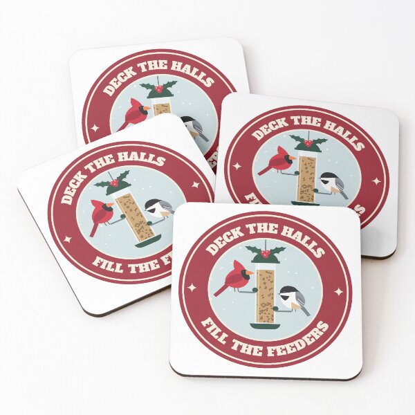 Item preview, Deck the Halls Fill the Feeders Cardinal Chickadee designed and sold by ColoredPanda.