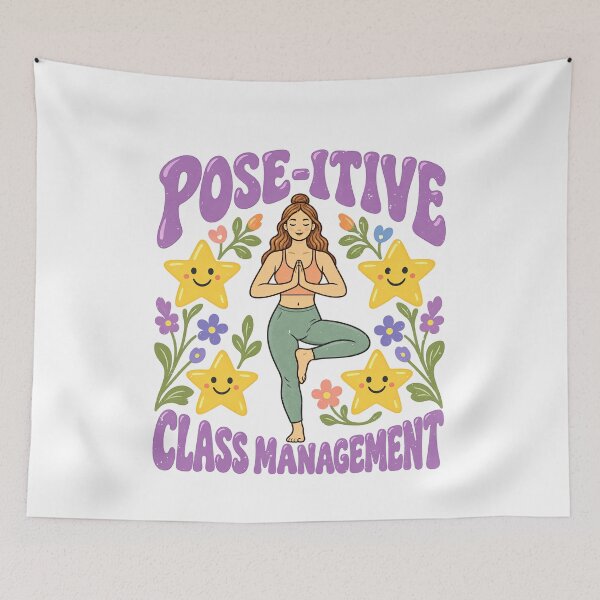 Item preview, POSE-TIVE Yoga Pun for Classroom Teachers designed and sold by elderberry.