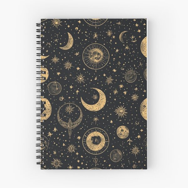 Item preview, Vintage Celestial Moon and Sun Astrology Pattern in Gold and Black designed and sold by jjagani.