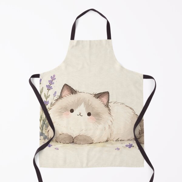 Item preview, Kawaii Ragdoll Cat Nestled Among Purple Lavender Flowers designed and sold by AshiraCreations.