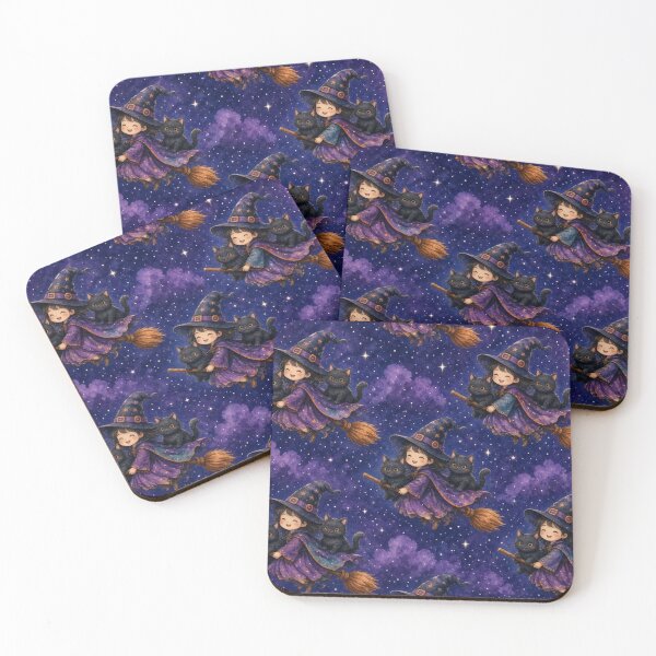 Item preview, ​Starlit Witch and Cat Pattern designed and sold by KingsArtworx 2.
