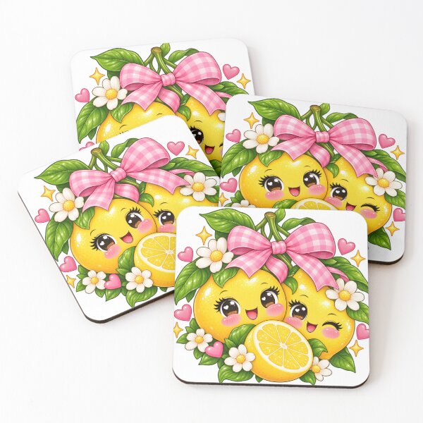 Item preview, Cute Kawaii Lemons with Pink Bow designed and sold by TinyWeird.