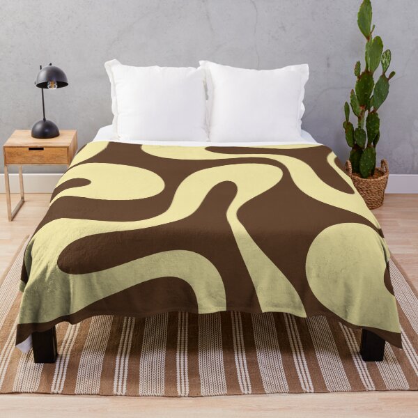 Item preview, Abstract Soft Curves Pattern in Chocolate Brown and Butter Yellow designed and sold by kierkegaard.