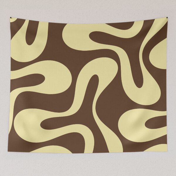 Item preview, Abstract Soft Curves Pattern in Chocolate Brown and Butter Yellow designed and sold by kierkegaard.