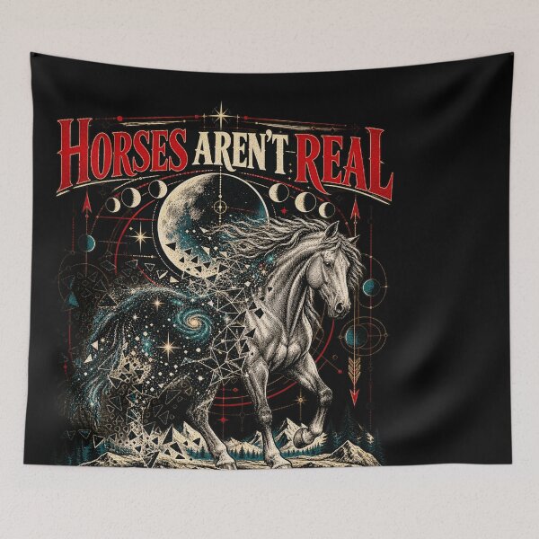 Aperçu de l'œuvre Horses Arent Real Surreal Vintage Poster créée et vendue par Knightzoro Studio.