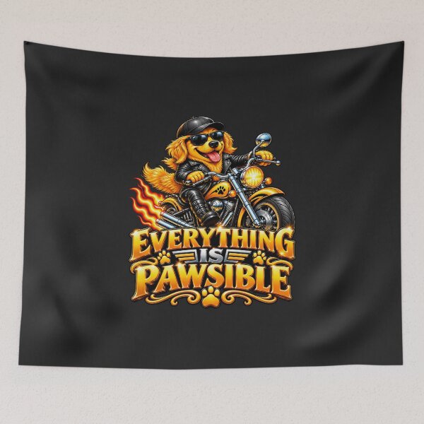 Item preview, Everything Is Pawsible – Funny Biker Dog Motorcycle Design designed and sold by Grandman Goods.
