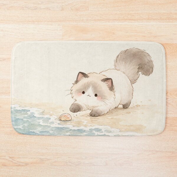 Item preview, Ragdoll Cat Exploring a Seashell on a Pastel Beach designed and sold by AshiraCreations.