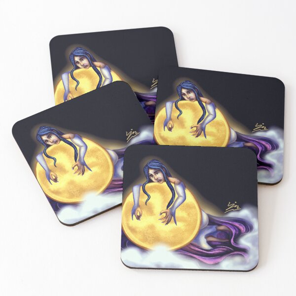 Item preview, Dreamy Moon Goddess Embracing a Golden Moon designed and sold by LinusMorge8.