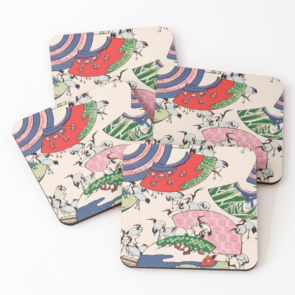Item preview, Japanese Fans and Cranes Vintage Pattern designed and sold by Fani*.