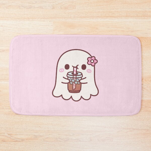 Item preview, Cute Ghost With Pink Flower Drinking Iced Coffee designed and sold by rustydoodle.