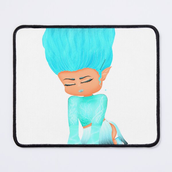 Item preview, Cyan Blue-Haired Elf girl y – Cute Fantasy chibi Anime Art designed and sold by kerissfantasyart .