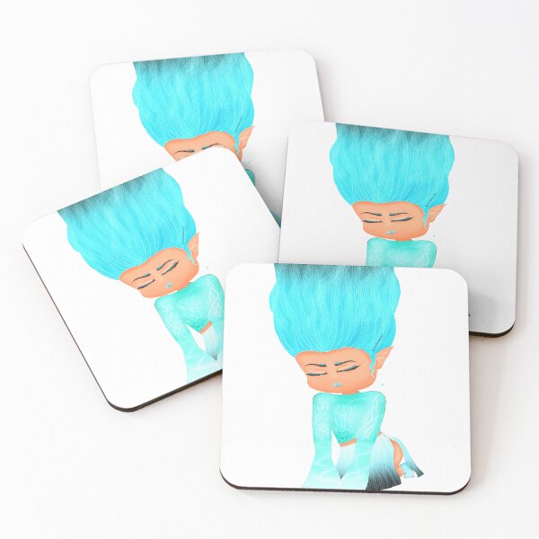 Item preview, Cyan Blue-Haired Elf girl y – Cute Fantasy chibi Anime Art designed and sold by kerissfantasyart .