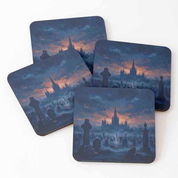 Item preview, Gothic Cemetery Cathedral at Twilight Dark Fantasy Art designed and sold by cr6zym1nd.