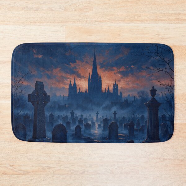 Item preview, Gothic Cemetery Cathedral at Twilight Dark Fantasy Art designed and sold by cr6zym1nd.