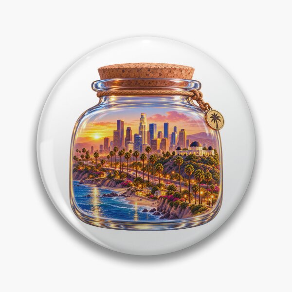 Aperçu de l'œuvre Los Angeles dans un bocal, un monde minuscule, coucher de soleil californien créée et vendue par RDproject.
