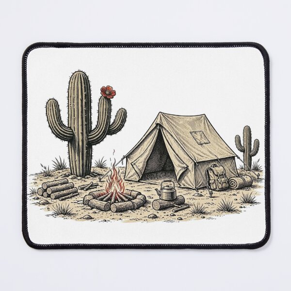 Item preview, Desert Camping Tent And Cactus Campfire designed and sold by ThePrintArt.