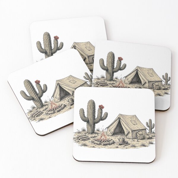 Item preview, Desert Camping Tent And Cactus Campfire designed and sold by ThePrintArt.