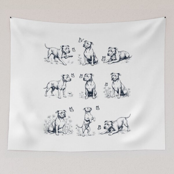 Item preview, Vintage American Pit Bull Terrier with Butterfly Flower Dog Lover designed and sold by dian-rody-crest.
