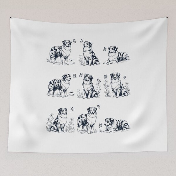 Item preview, Vintage Australian Shepherd with Butterfly Flower Dog Lover designed and sold by dian-rody-crest.