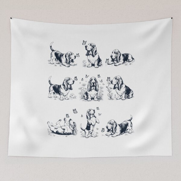 Item preview, Vintage Basset Hound with Butterfly Flower Dog Lover designed and sold by dian-rody-crest.