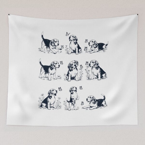 Item preview, Vintage Beagle with Butterfly Flower Dog Lover designed and sold by dian-rody-crest.