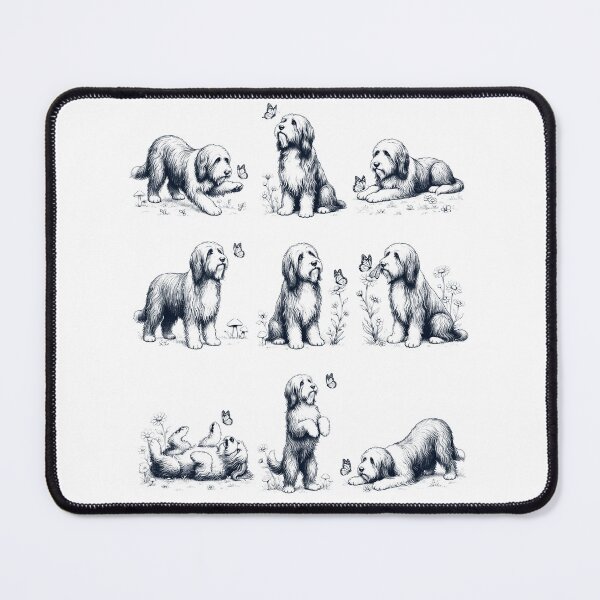 Item preview, Vintage Bearded Collie with Butterfly Flower Dog Lover designed and sold by dian-rody-crest.